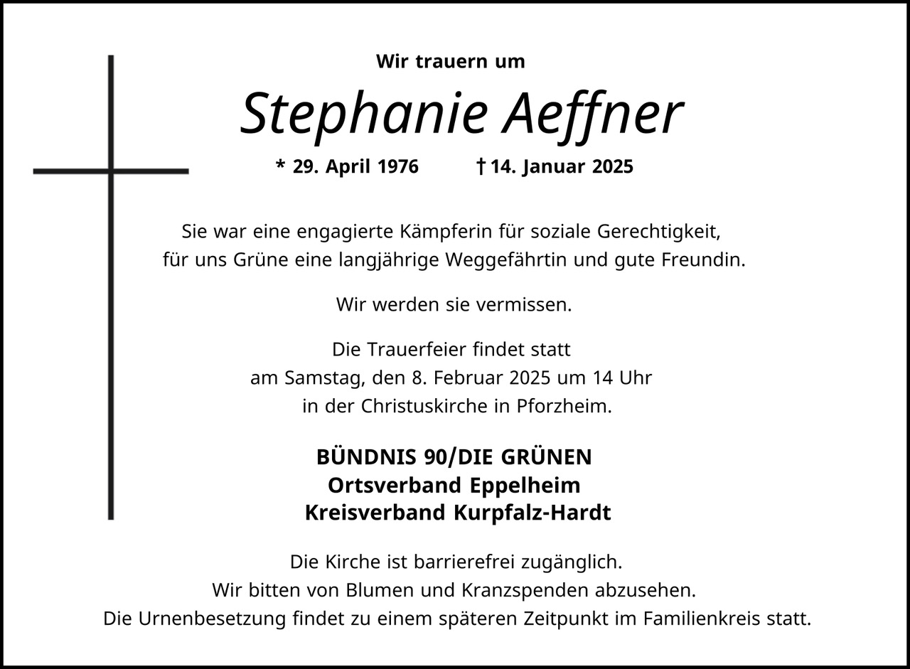 Traueranzeige Steffi Aeffner